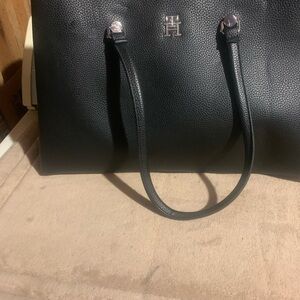 Elegant Black Leather Tote Bag